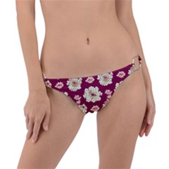 Retro 1880s Flowers Pattern Ring Detail Bikini Bottoms by violetheavensky