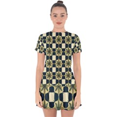 Royal Fractal Pattern Drop Hem Mini Chiffon Dress by violetheavensky