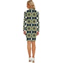 Royal Fractal Pattern Long Sleeve Shirt Collar Bodycon Dress View4