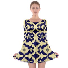 Royal Fractal Pattern 3 Long Sleeve Skater Dress by violetheavensky
