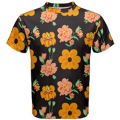 Retro 40s 50s Flowers Pattern Halloween 3 Men s Cotton T-shirt by violetheavensky