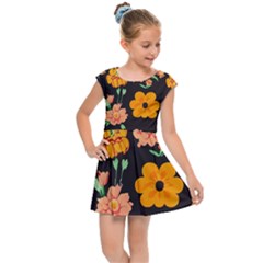 Retro 40s 50s Flowers Pattern Halloween 3 Kids  Cap Sleeve Dress by violetheavensky