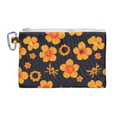 Retro 40s 50s Flowers Pattern Halloween Canvas Cosmetic Bag (large) by violetheavensky
