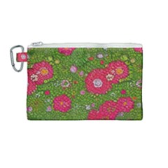 Mid Century Retro Floral 1970s 1960s Pattern 88 Canvas Cosmetic Bag (medium) by violetheavensky