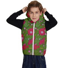 Mid Century Retro Floral 1970s 1960s Pattern 88 Kids  Stylish Hooded Puffer Vest by violetheavensky