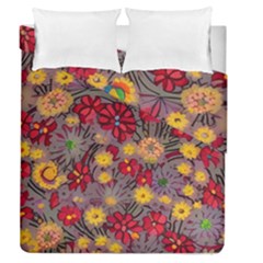 Mid Century Retro Floral 1970s 1960s Pattern 90 Duvet Cover Double Side (queen Size) by violetheavensky