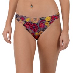 Mid Century Retro Floral 1970s 1960s Pattern 90 Band Bikini Bottoms by violetheavensky