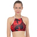 Red Yin Yang Dragons Halter Bikini Top View1