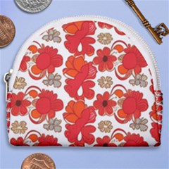 Mid Century Retro Floral 1970s 1960s Pattern 91 Horseshoe Style Canvas Pouch by violetheavensky