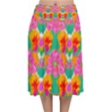 Retro 40s 50s Mexico Flowers Pattern Velvet Flared Midi Skirt View1