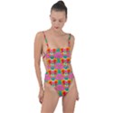 Retro 40s 50s Mexico Flowers Pattern Tie Strap One Piece Swimsuit View1