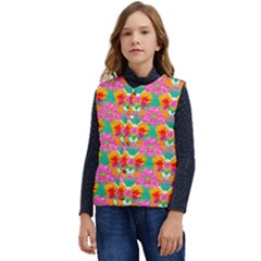 Retro 40s 50s Mexico Flowers Pattern Kid s Button Up Puffer Vest	 by violetheavensky