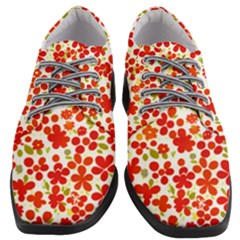 Mid Century Retro Floral 1970s 1960s Pattern 92 Women Heeled Oxford Shoes by violetheavensky