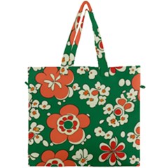 Mid Century Retro Floral 1970s 1960s Pattern 94 Canvas Travel Bag by violetheavensky