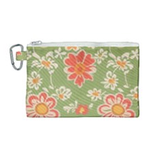 Retro 40s 50s Mexico Flowers Pattern 3 Canvas Cosmetic Bag (medium) by violetheavensky