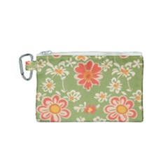 Retro 40s 50s Mexico Flowers Pattern 3 Canvas Cosmetic Bag (small) by violetheavensky
