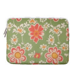 Retro 40s 50s Mexico Flowers Pattern 3 14  Vertical Laptop Sleeve Case With Pocket by violetheavensky