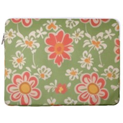 Retro 40s 50s Mexico Flowers Pattern 3 17  Vertical Laptop Sleeve Case With Pocket by violetheavensky