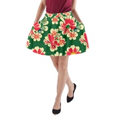Retro 40s 50s Mexico Flowers Pattern 2 A-line Pocket Skirt by violetheavensky