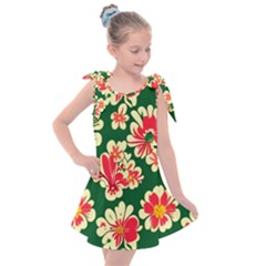 Retro 40s 50s Mexico Flowers Pattern 2 Kids  Tie Up Tunic Dress by violetheavensky