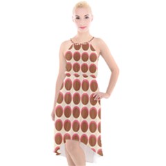 Retro 40s 50s Cupcake Pattern High-low Halter Chiffon Dress  by violetheavensky