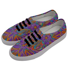 Mid Century Retro Floral 1970s 1960s Pattern 75 Men s Classic Low Top Sneakers by violetheavensky