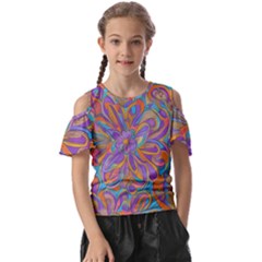 Mid Century Retro Floral 1970s 1960s Pattern 75 Kids  Butterfly Cutout T-shirt by violetheavensky