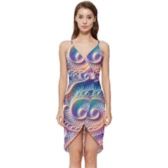 Abstract Fractal Art Swirl Pattern Wrap Frill Dress by Salmanaz77