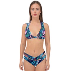 Hawaiian Flowers Hawaii Double Strap Halter Bikini Set by Cemarart