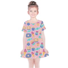 Ice Cream Donut Sweets Candie Kids  Simple Cotton Dress by Apenda