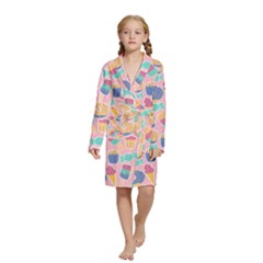 Ice Cream Donut Sweets Candie Kids  Long Sleeve Velvet Lounge Robe by Apenda