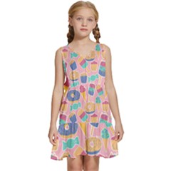 Ice Cream Donut Sweets Candie Kids  Sleeveless Tiered Mini Dress by Apenda