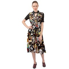 Jesus Christ Modern Halftone Pattern Keyhole Neckline Chiffon Dress by snek