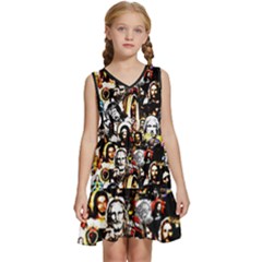 Jesus Christ Modern Halftone Pattern Kids  Sleeveless Tiered Mini Dress by snek