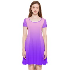 Cotton Candy Pink To Indigo Violet Linear Gradient Inside Out Cap Sleeve Dress by GradientsOmbre