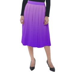 Cotton Candy Pink To Indigo Violet Linear Gradient Classic Velour Midi Skirt  by GradientsOmbre