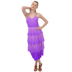 Cotton Candy Pink To Indigo Violet Linear Gradient Layered Bottom Dress by GradientsOmbre