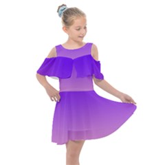 Indigo Violet To Cotton Candy Pink Linear Gradient Kids  Shoulder Cutout Chiffon Dress by GradientsOmbre