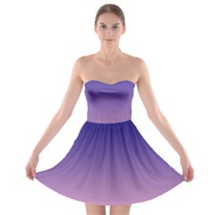 Navy Blue To Cotton Candy Pink Linear Gradient Strapless Bra Top Dress by GradientsOmbre