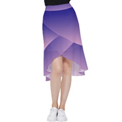 Navy Blue To Cotton Candy Pink Linear Gradient Frill Hi Low Chiffon Skirt by GradientsOmbre