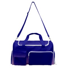 Cotton Candy Pink To Navy Blue Bilinear Gradient Sports Gym Duffle Bag With Shoe Compartment by GradientsOmbre