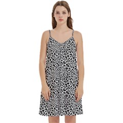 Black White Leopard Mini Camis Dress With Pockets by DinkovaArt