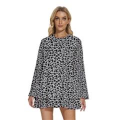 Giraffe Pattern (2) Round Neck Long Sleeve Bohemian Style Chiffon Mini Dress by DinkovaArt