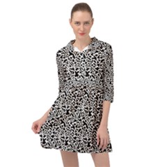 Black White Giraffe Pattern Mini Skater Shirt Dress by DinkovaArt