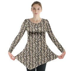 Beige Snake Pattern Long Sleeve Tunic  by DinkovaArt