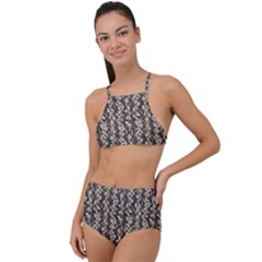 Beige Snake Pattern Halter Tankini Set by DinkovaArt