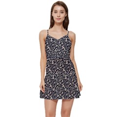 Brown Giraffe Pattern Short Frill Dress by DinkovaArt