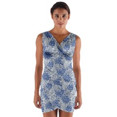 Blue Roses Wrap Front Bodycon Dress by DinkovaArt
