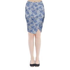 Blue Roses Midi Wrap Pencil Skirt by DinkovaArt
