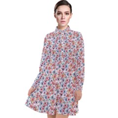 Floral Mix Long Sleeve Chiffon Shirt Dress by DinkovaArt